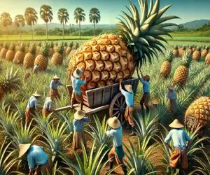 کشاورزی نوین؛ بیش از 1000000 تن آناناس رو بردن کارخونه واسه درست کردن آناناس خشکه