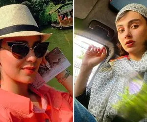 ناز و عشوه "خانم بازیگر " جلو همه واسه عکاسی؛ چه تیپ خاص و اندام ترکه ای!