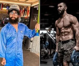 دوربین مخفی؛ ولادیمیر شموندنکو وسط نظافت باشگاه جوگیر شد و وزنه زد چه میکنه این ولادیمیر