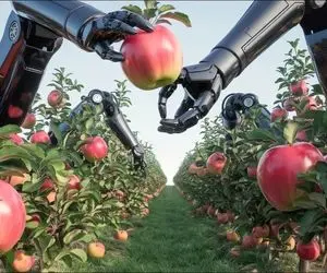 کشاورزی نوین؛ توی آمریکا ربات پرنده آوردن پرواز میکنه میره نوک درخت میوه هارو میچینه