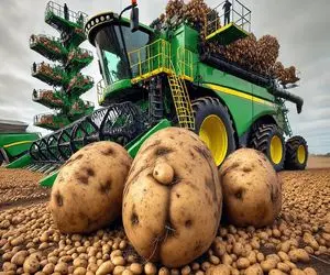 کشاورزی نوین؛ با تجهیزات نوین سیب زمینی کاشتن هرکدوم 10کیلو موقع برداشت سرخ کردن