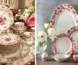 خوشگلترین ظروف چینی گل برجسته / به دیوارم بکوبی نمیشکنه سفره رو هم بی وصف زیبایی میده