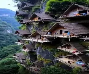 معماری خلاقانه؛ خونه ساختن مثه قاب عکس میخ کردن به کوه از قله طناب میندازن برسن بهش