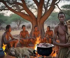 جنگجویان طبیعت؛ بربرهای برهنه گرازو با نیزه شکار کردن سرشو بریدن کله پاچه بشه