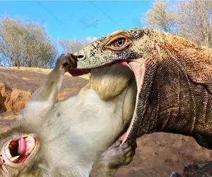 مستند حیات وحش؛ کومودو با قساوت میمون بلعید با دمش نخ دندون کشید