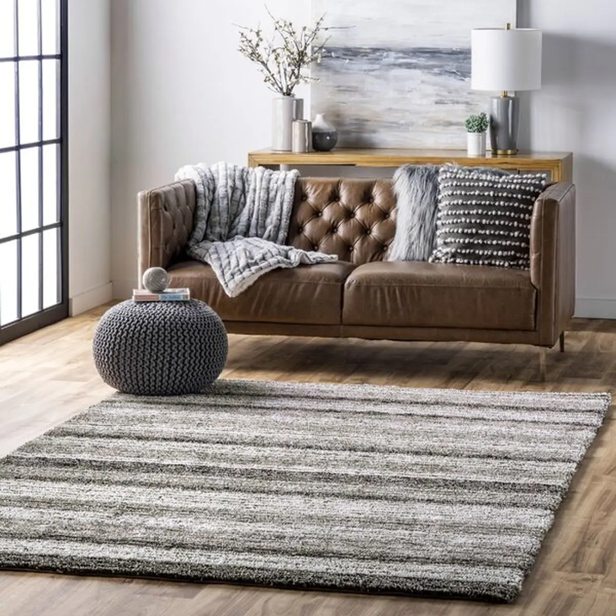 grey-and-white-striped-tufted-rug