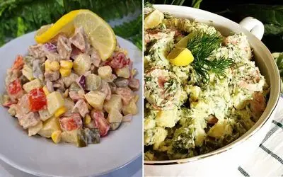 طرز تهیه سالاد سوسیس و سالاد ژامبون / بهترین شام برای شب های گرم