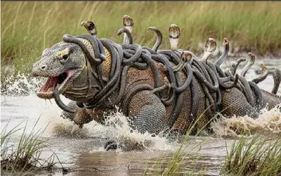 حیات وحش مصنوعی؛ همدستی 100 مار کبری برای شکست کومودو ازازیل