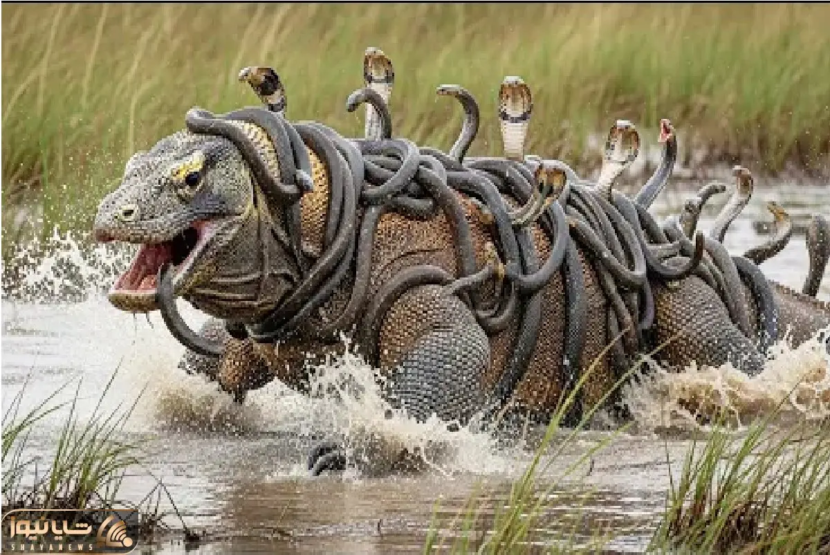 حیات وحش مصنوعی؛ همدستی 100 مار کبری برای شکست کومودو ازازیل