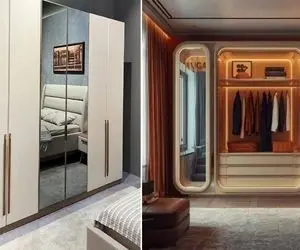 انواع کمد دیواری (ریلی، لولایی، ام دی اف، کلوزت)؛ مدلای جدید واسه هر متراژ اتاق خواب