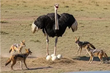 بدایع حیات وحش؛ شترمرغ عصبانی به حملات دیوانه وار برای محافظت از تخمش می رود