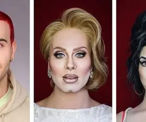 مردی که خود را شبیه سلبریتی ها درمی آورد!