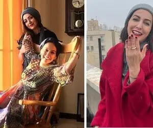 بوسه فرستادن عاشقانه "شقایق دهقان" رو بوم؛ خانومی رُژ سرخ چه نشسته به لَبت!