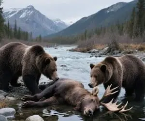جذابیت حیات وحش / نبرد داخلی و آزمندانه خرس ها بر سر لاشخوری گوزن
