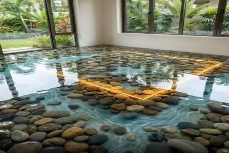 معماری خلاقانه؛ کف اتاقو جوری دیزاین کرد انگار تو ساحل و رو آبه فقط وقتی تختو گذاشت