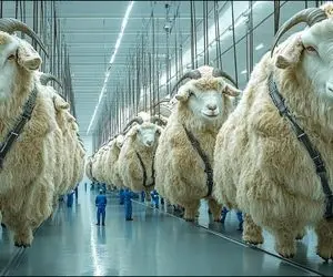 فرآوری گوسفند؛ ۱۰۰۰۰تا گوسفند برای تولید شیر غنی با دستگاه مدرن پرورش می یابند