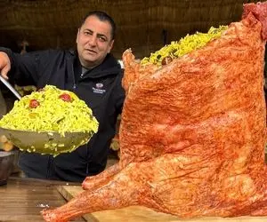 غذای عشایری ؛ این زن و شوهر خوش خوراک یه حیوون گُنده رو تو طبیعت خوردن آدم هوس میکنه