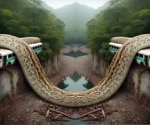 شاهکار حیات وحش؛ پیتون غول فکر کرد قطار غذا بلعید نای خزیدن و هضم نداشت ترکید