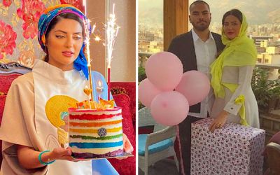 کیک هفت رنگ و خفن خانم بازیگر در روز تولدش! +عکس