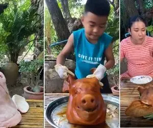 کله پاچه ؛ آخه یکی نیست به این بگه تو چه به کله خوک پختن/ دست مریزاد ولی آخه خوردن داره؟