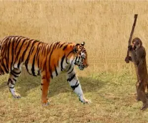 بر مدار وحش؛ سرکشی میمون مقابل ببر