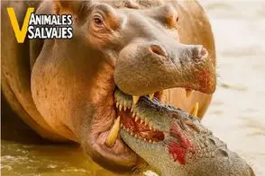 مستند حیات وحش؛ اسب آبی دد تمساح نگون بخت از برکه تبعید کرد قلمروشو غصب کنه