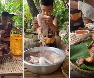 غذای گریل ؛ این نیم وجی چه دل و جراتی داره مرغ و خروس رو جوری پخت که هاج و واج میمونی!