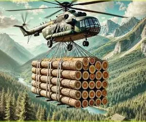 ابزارآلات غول پیکر؛ یجور چوب از جنگل بردن برا سودشون هلی کوپتر نمیتونه ببره