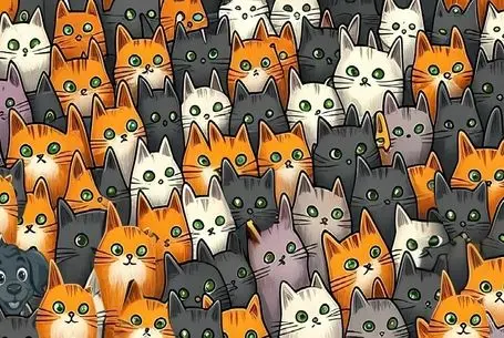 بازی فکری؛ اگه با هوشت همه رو خاک و مال کردی سگ استتار کرده بین گربه ها رو دریاب