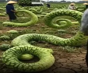 کشاورزی نوین؛ هندونه ی ماری و مفتولی پرورش دادن انقد حجیمه که برای استفاده 1 سال بسه