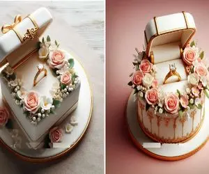 کیک نامزدیو اینجوری دیزاین کن عروسو سوپرایز کن دلشو ببر/ ایده طراحی کیک جعبه حلقه