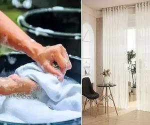 شستن پرده بدون چروک شدن/ اینجوری دیگه دنگ و فنگ اتو کردن نداری ریسک سوختن پرده هم نیس