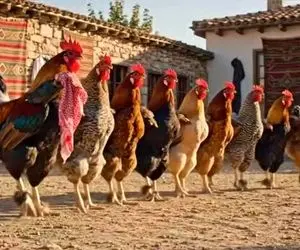 آواز محلی؛ به این خروسا اکیپی تعلیم دادن یک دستماله برقصن چه با نمکه حرکت پاهاشون