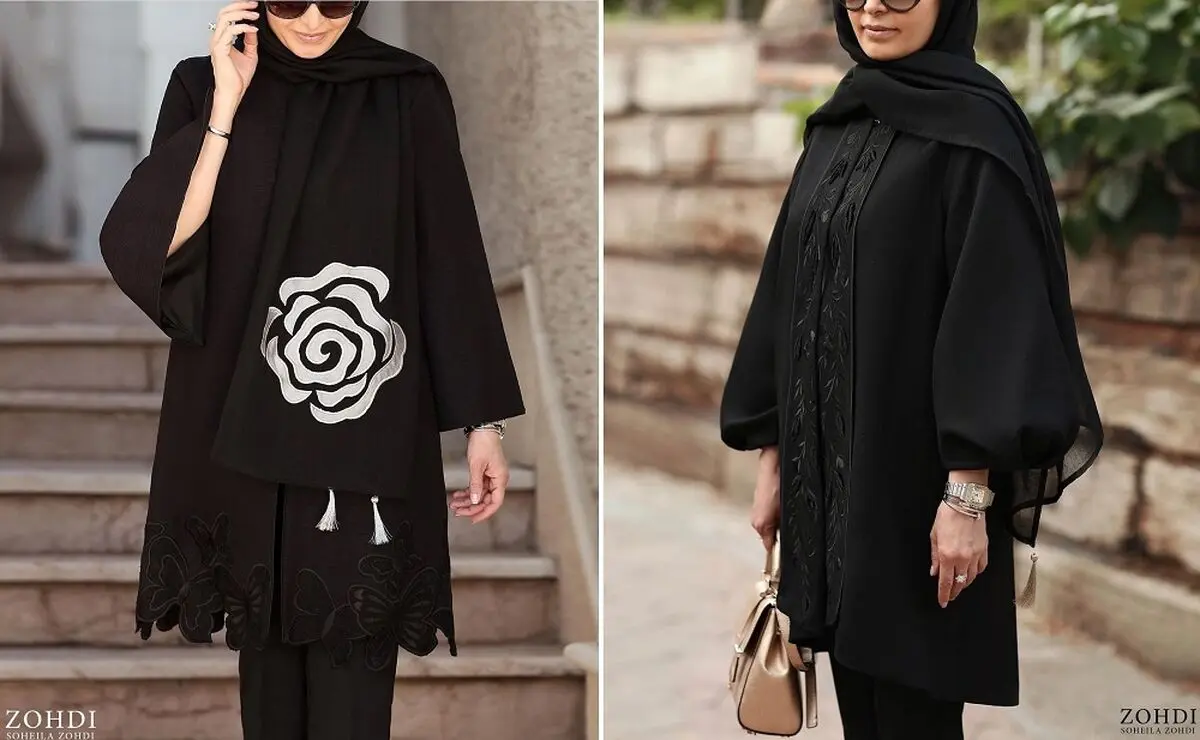 مانتوی مشکی با شال مشکی