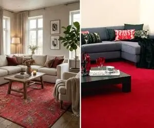 رنگ های مناسب مبل برای ست کردن با فرش قرمز؛ هارمونی، زیبایی و قدرت در نمای نشیمن