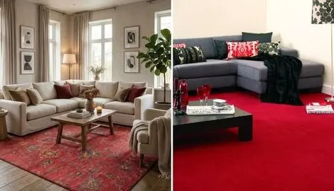 رنگ های مناسب مبل برای ست کردن با فرش قرمز؛ هارمونی، زیبایی و قدرت در نمای نشیمن