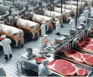 کارخانه حیوانات؛ جلو چشم گله گاوا گردنشونو میزنن میندازن تو دستگاه استیکی بشه