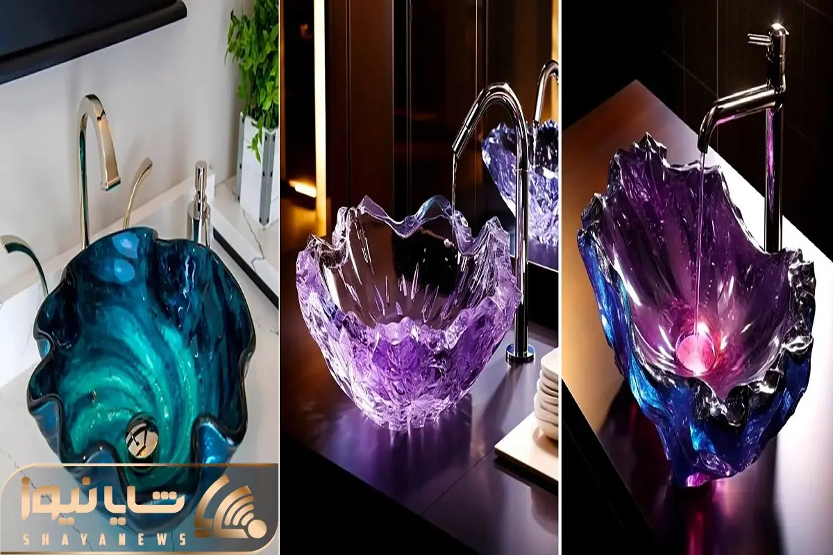 روشویی شیشه ای رنگی؛ مدل های خلاقانه و سوپر لوکس برا خلق نقطه کانونی و فضای چشمگیر