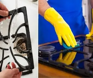 سپر رو گازی مناسب دیوار پشت گاز / روشای تمیز کردن میله و چدن های گاز رو هم گفتم