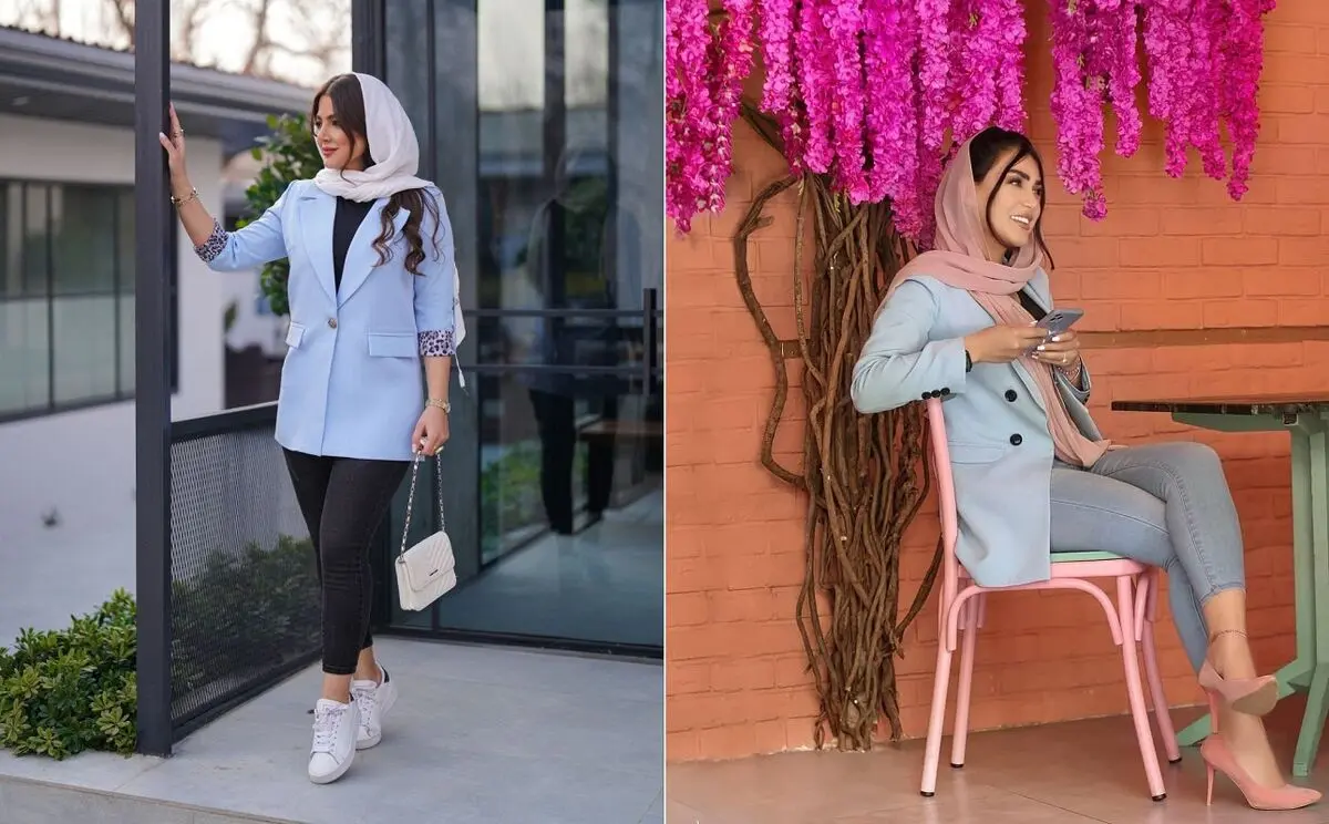 ست کردن مانتو آبی
