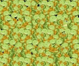 بازی فکری؛ فقط 1 درصد تونستن قورباغه استتار کرده بین لاک پشت هارو پیدا کنن