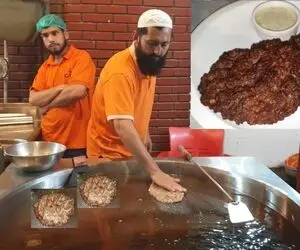 غذای خیابانی؛ ببینید چاپلی کباب جذاب یک کیلویی خیابانی که تو کلی روغن طبخ میشه