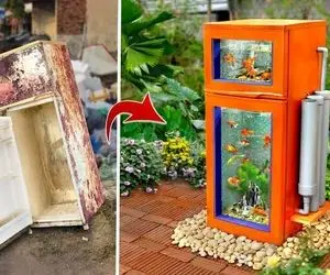 ابلهانه های جذاب؛ آقاهه ته خلاقیت با یخچال کهنه خونش آکواریوم ساخته تماشایی