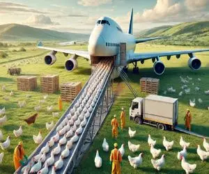 جابه جایی جانکاه؛ مرغ ها خیلی باکلاس شدن به جا موتور سه چرخ با پرواز فرست کلاس میرن