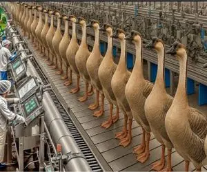 فرآوری غاز؛ چشم بادومی ها غاز فربه میکنن مثل هند جگرخوار جیگرشو بخورن