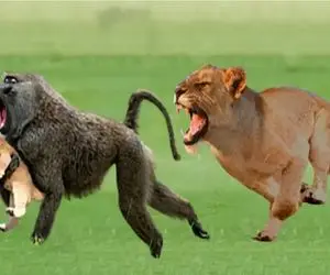 مستند حیات وحش؛ بابون یک توله شیر را دزدید