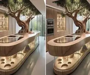 چیدانه خیلی قشنگ؛ اگه میخوای جزیره آشپزخونه ات همه رو متحیر کنه اینطوری دیزاین کن