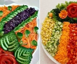 (ویدئو) تزئین حرفه ای و آسون خیار و گوجه واسه سالاد؛ یه عالمه ایده شیک و خلاقانه