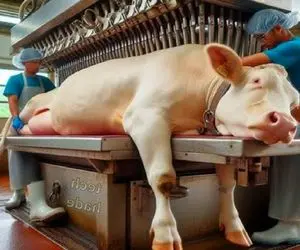 فرآوری گاو نر؛ دستگاه پیشرفته کشتارگاه مدرن بوفالو برای کم درد بودن کشتار