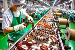 فرآوری مار؛ پیتون غول می‌چرخه تو خط تولید تا بشه دارو، غذا، کیف برند